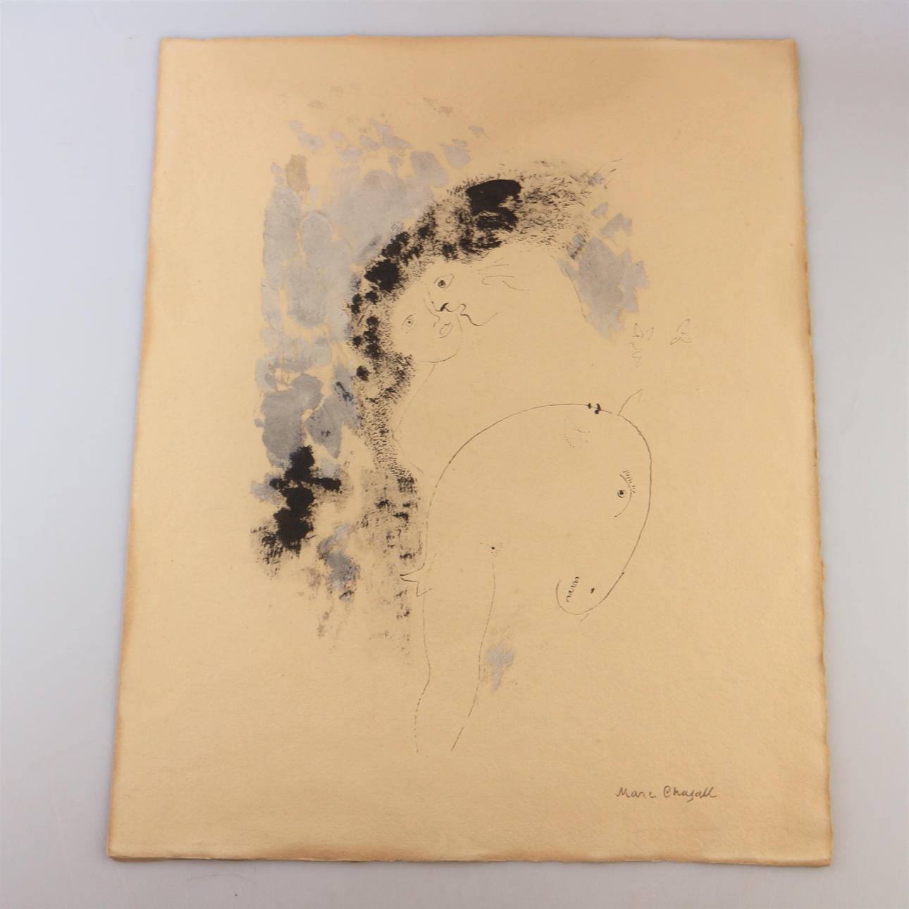 MARC CHAGALL. "THE KISS" FARBLITHOGRAFIE.