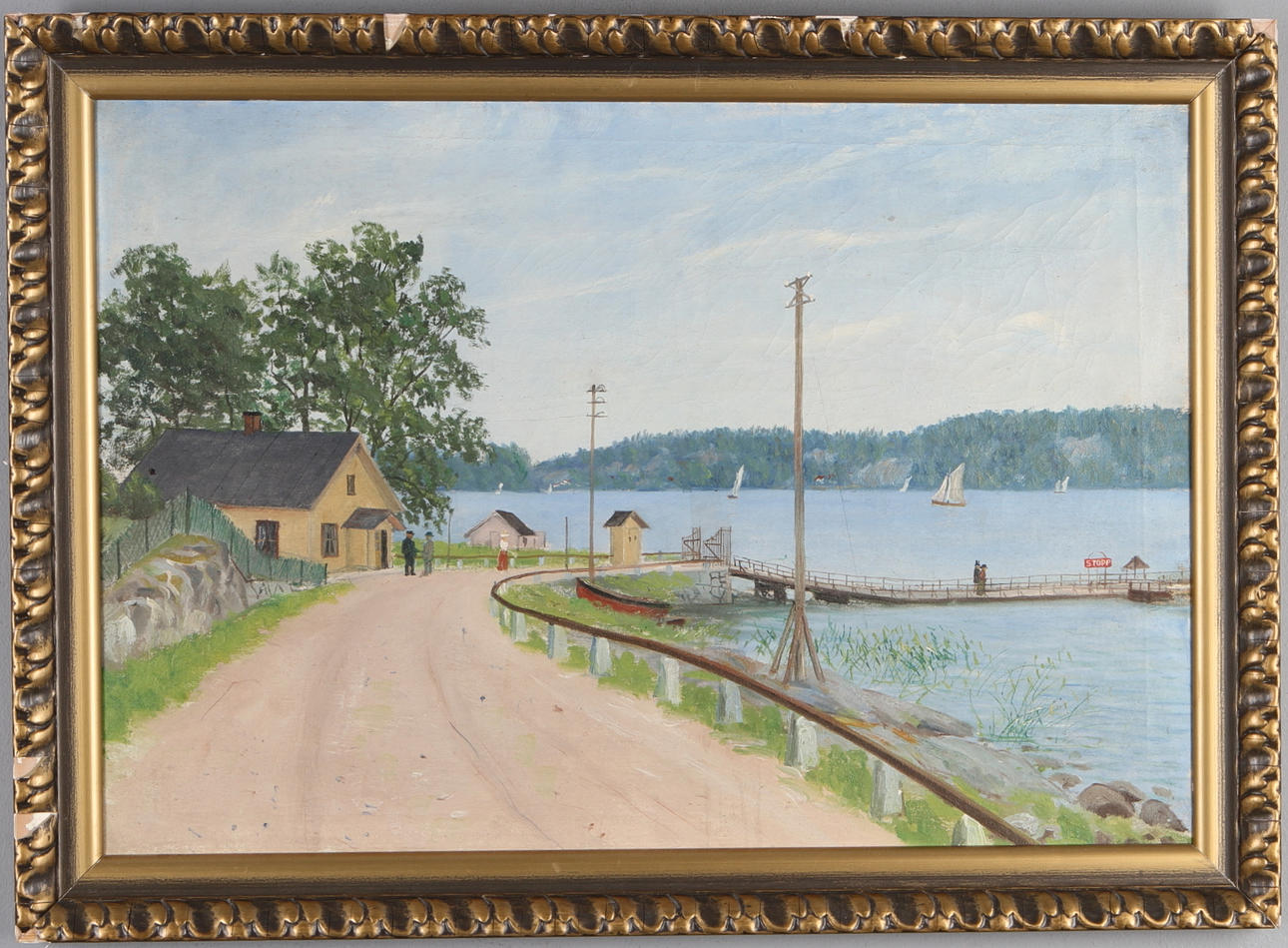 OKÄND KONSTNÄR. Sommaridyll, olja på duk, osignerad.