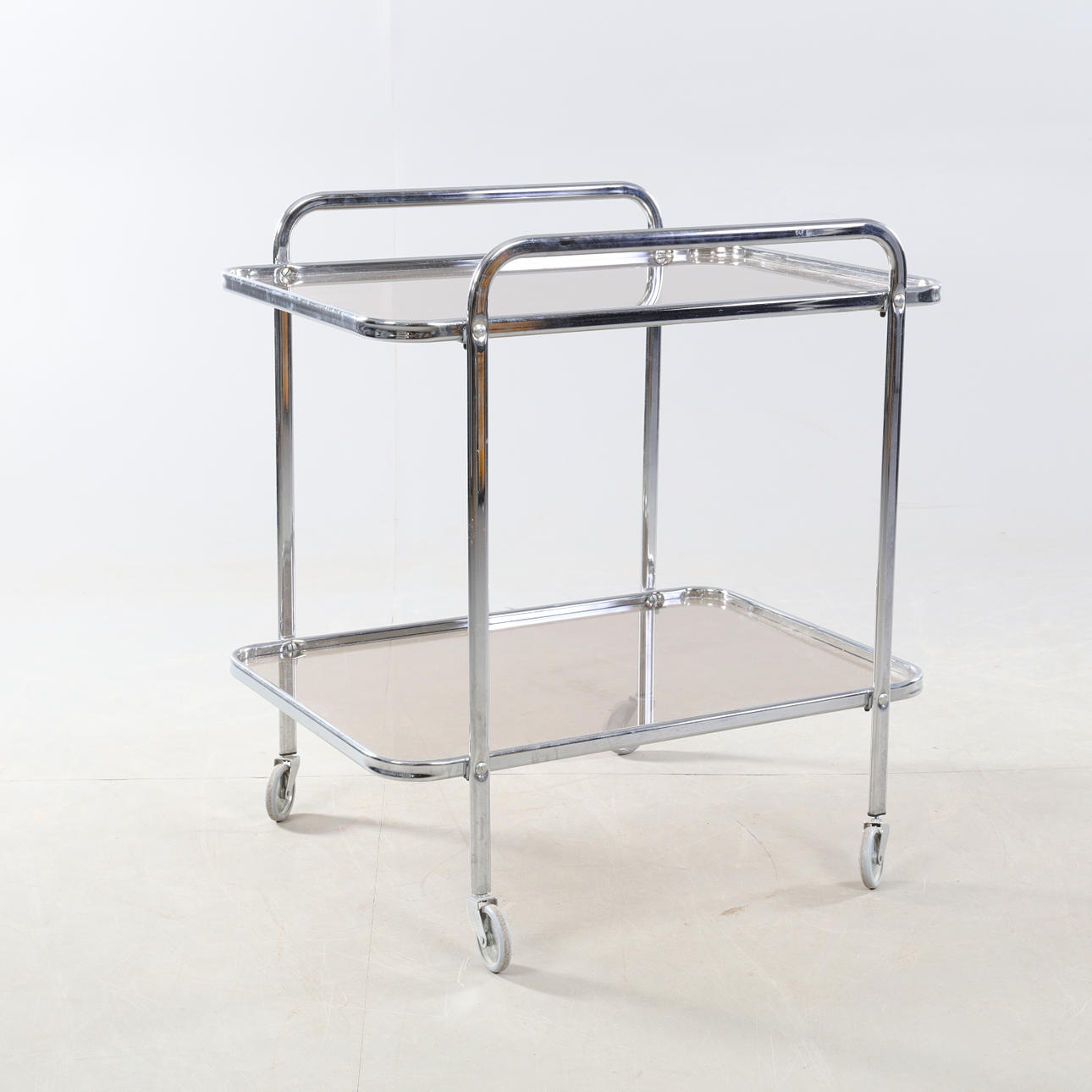 SERVIERWAGEN, Chrom/Glas, 2. Hälfte 20. Jahrhundert.