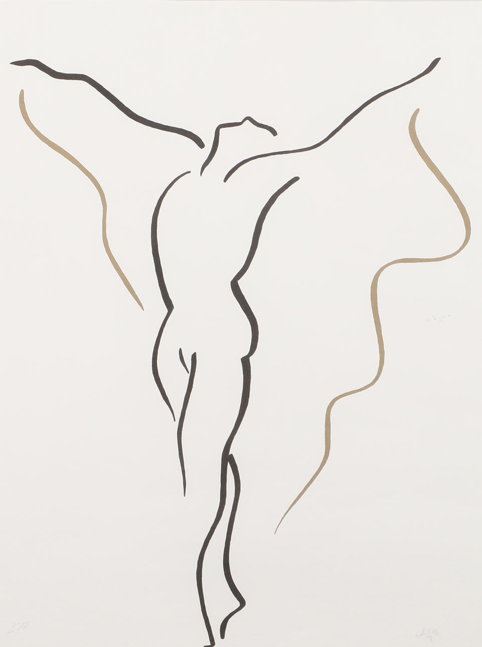 ANDERS STREIFELDT. Female study, lithograph, monogram signed.