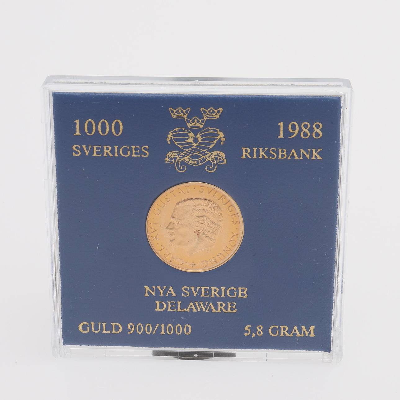 MINNESMYNT, NYA SVERIGE DELAWARE, GULD.