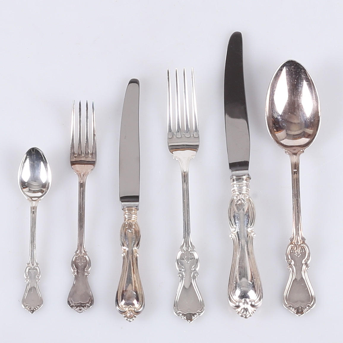 BESTICK, silver, modell "Olga", 59 delar.