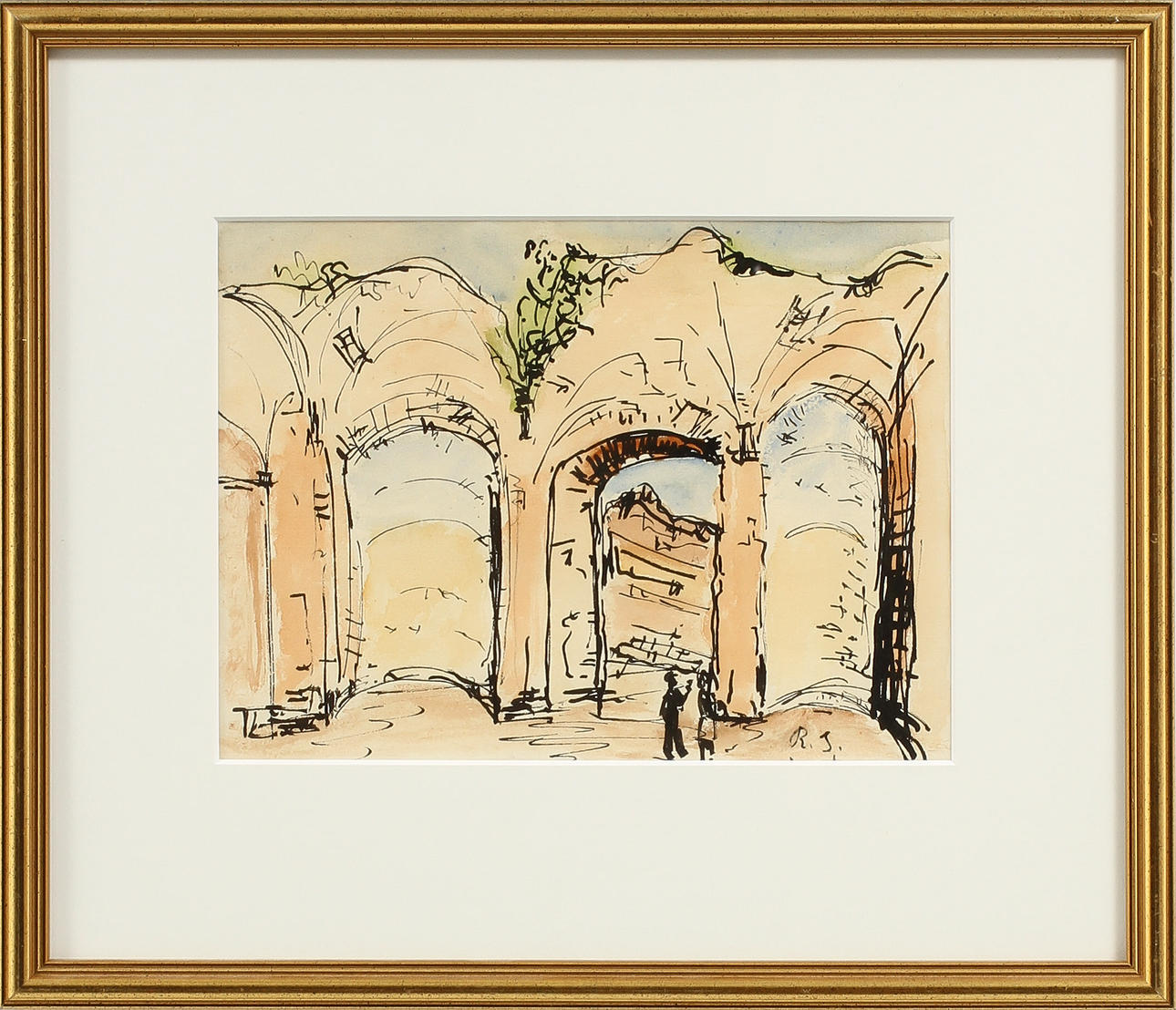 RAGNAR SANDBERG. Akvarell, signerad R.S.