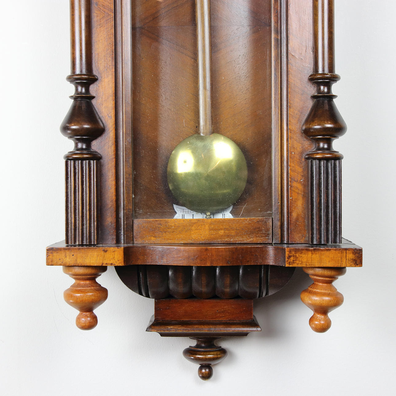 WALL CLOCK, Neo-Renaissance, walnut veneer, turn of the last century ...