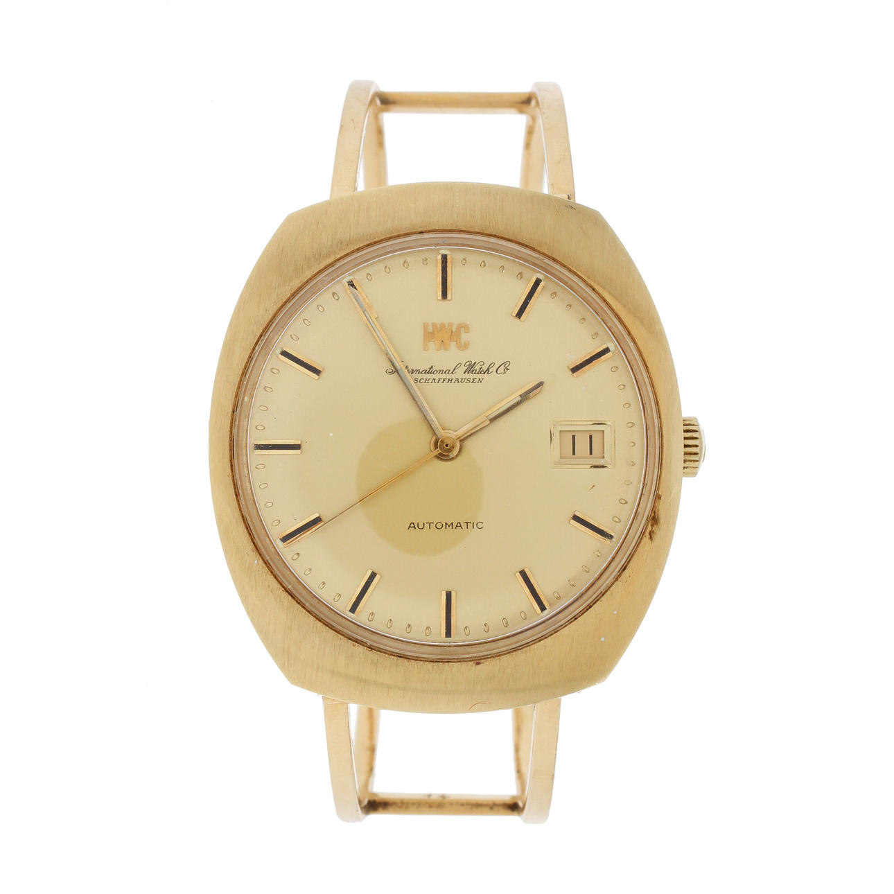 HERRARMBANDSUR IWC Automatic, 1960/70-tal,18k guld i ur och länk, bruttovikt 69,7g.