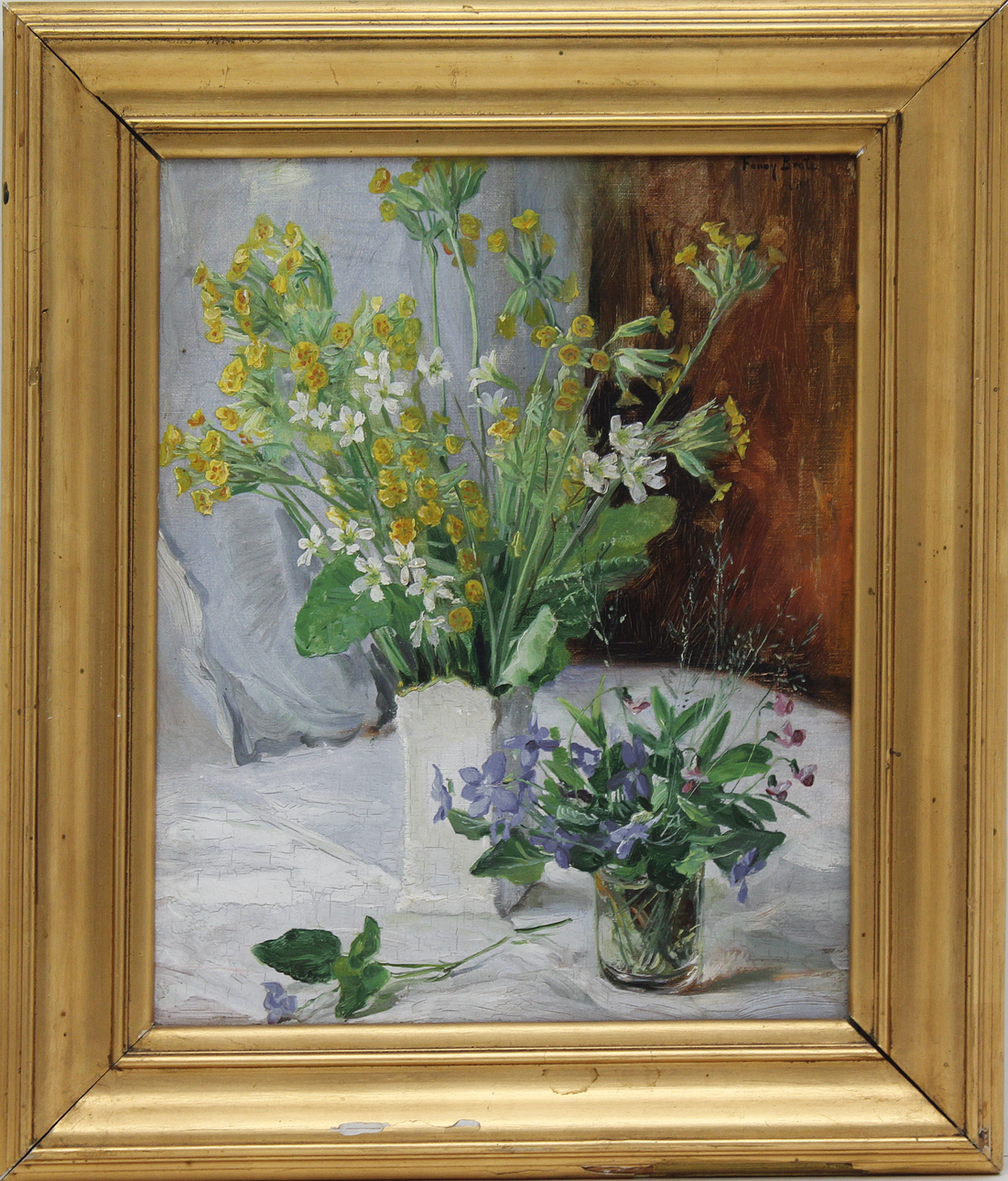 FANNY BRATE. Blomsterstilleben. Olja på duk. Signerad.
