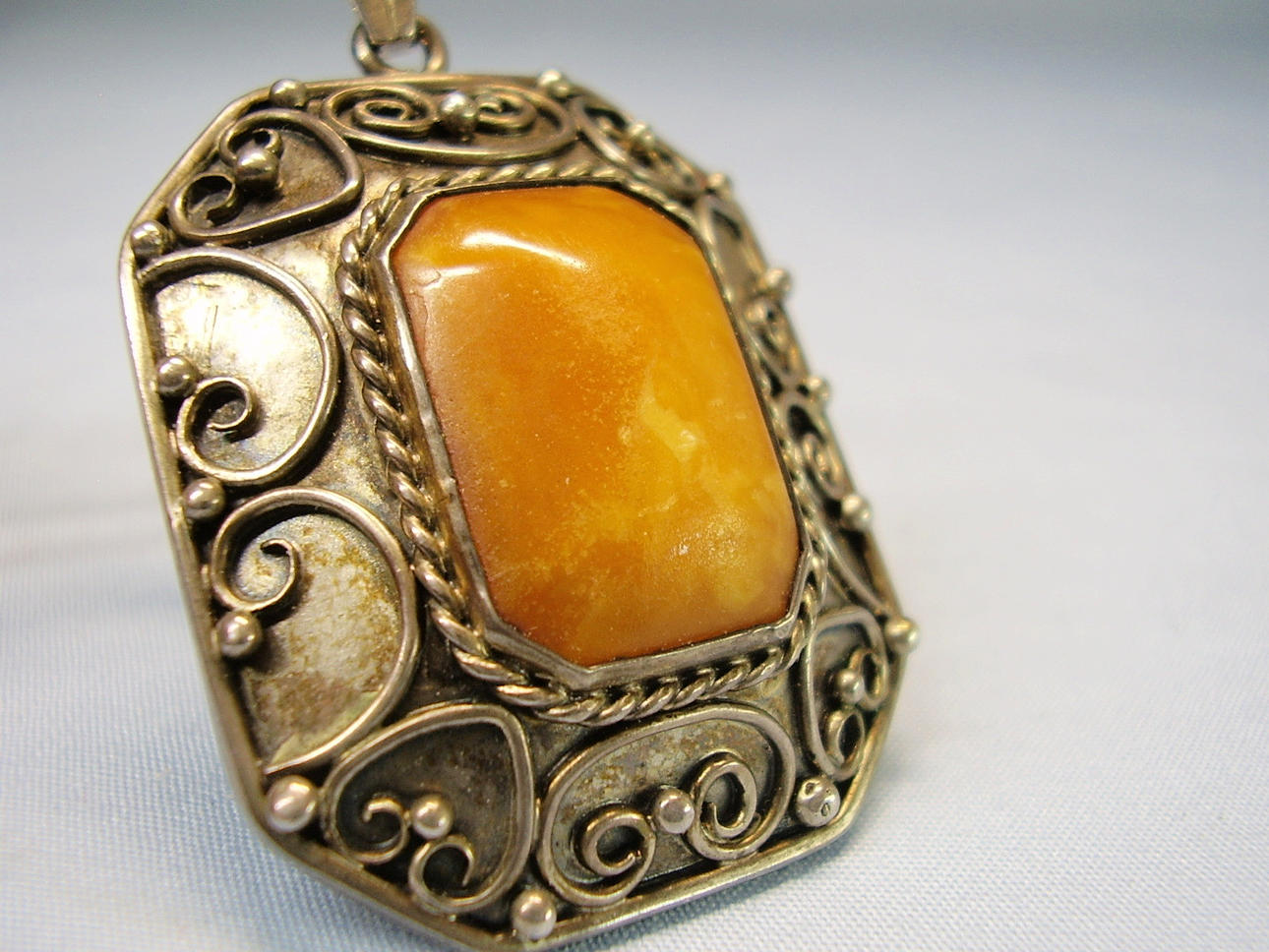 COLGANTE AMBAR PLATA firmado LOUIS VAUSCH.