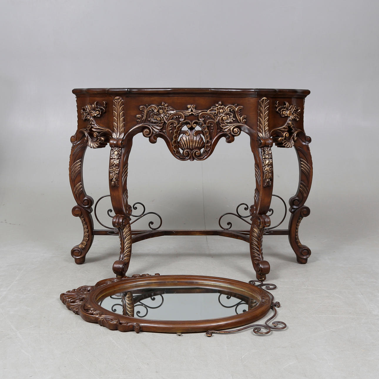 MESA CONSOLA Y ESPEJO, estilo Luis XV.