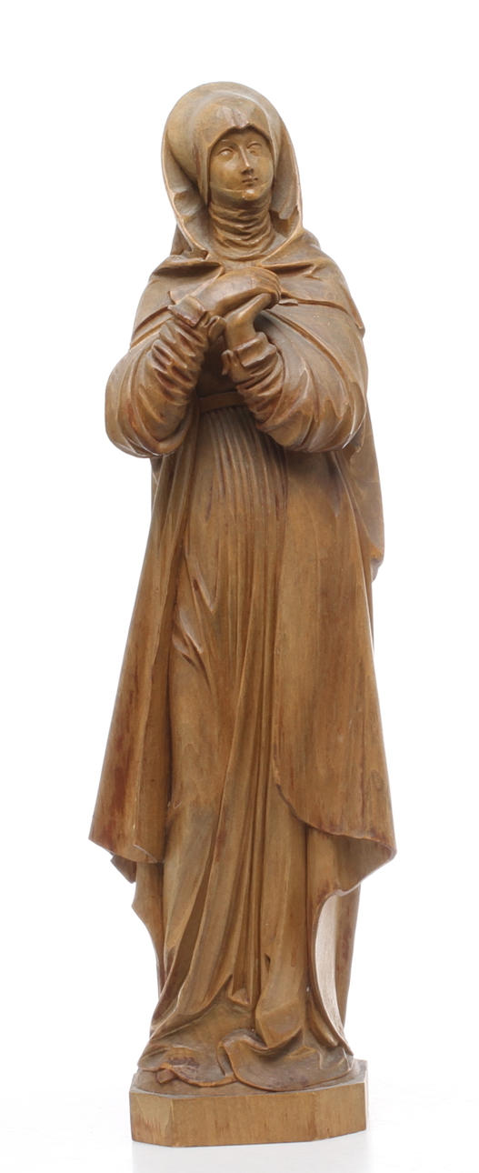 SKULPTUR, skuret trä, Nunna, signerad Lehmann.