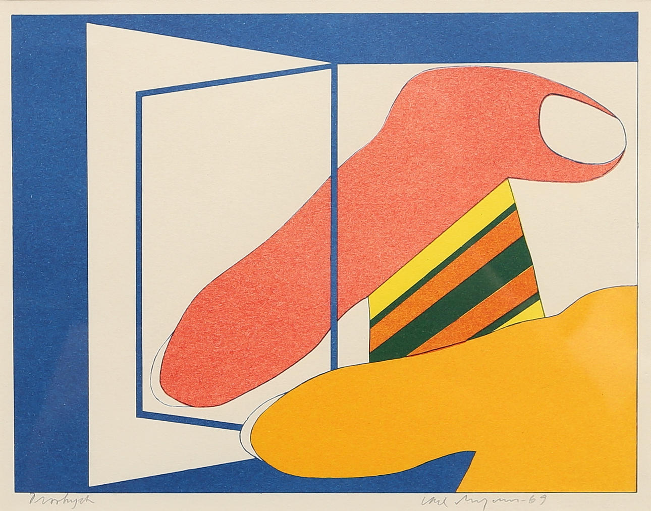 CARL MAGNUS. Color lithograph. Test print, signed and dated -69.