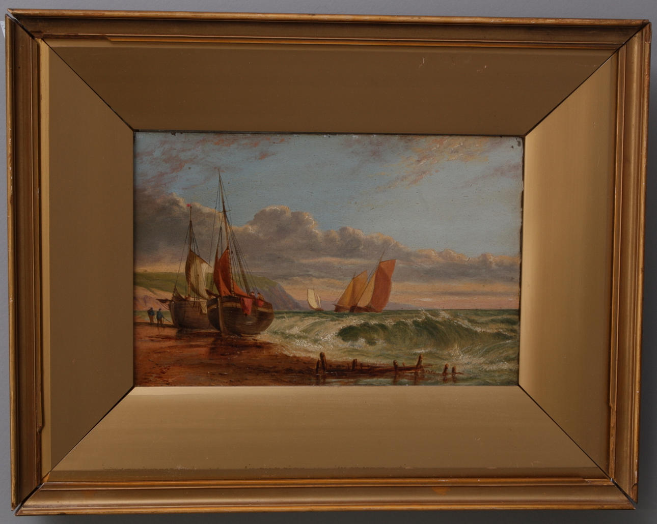 OKÄND KONSTNÄR. olja på pannå, osignerad, engelskt marinmotiv.