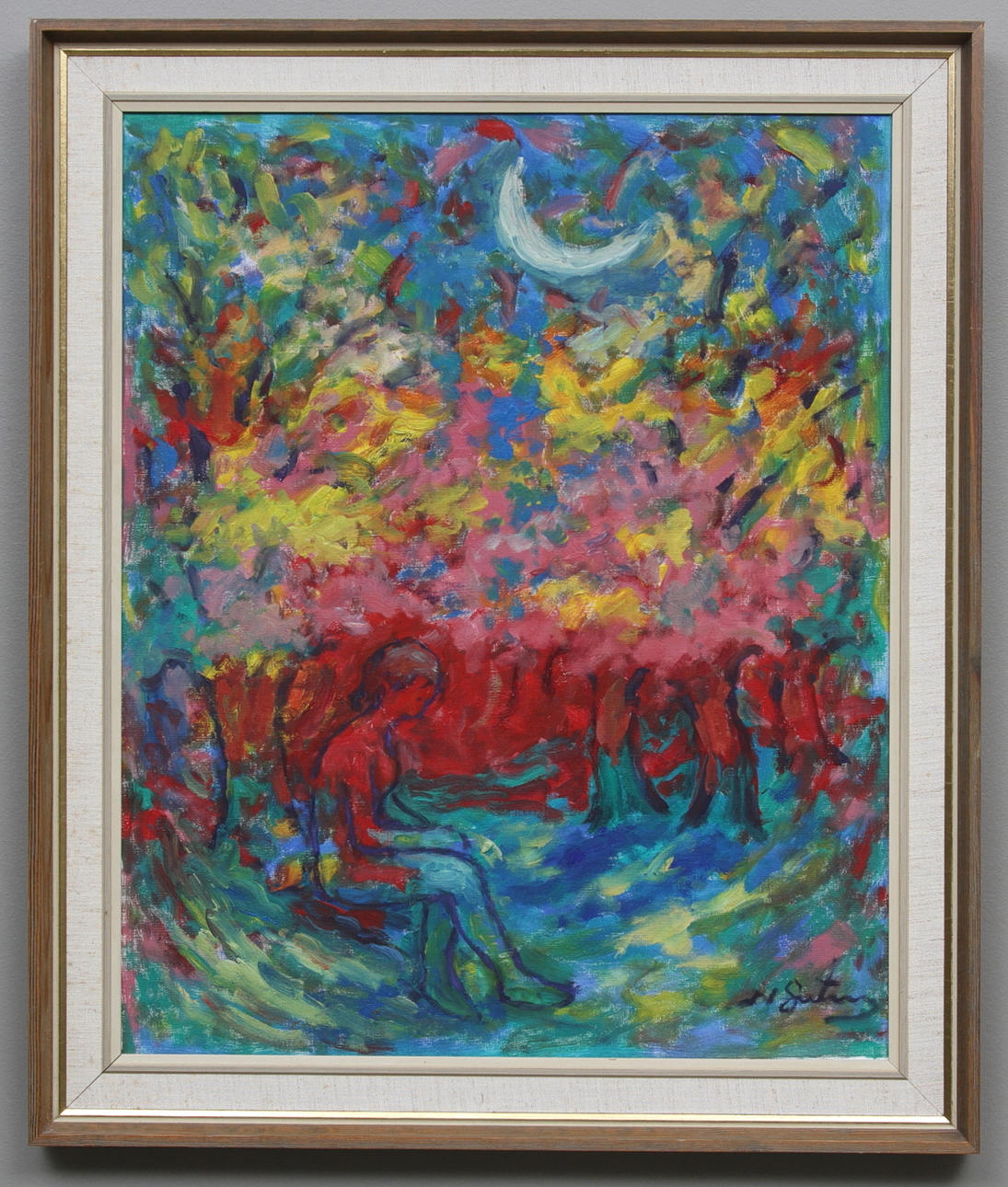 NATHAN GUTMAN. "Kvinna i månsken". Olja på duk. Signerad N.Gutman.