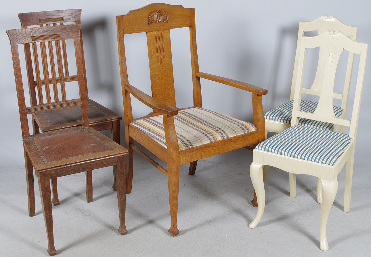 KARMSTOL SAMT 4 STOLAR, tidigt 1900-tal.
