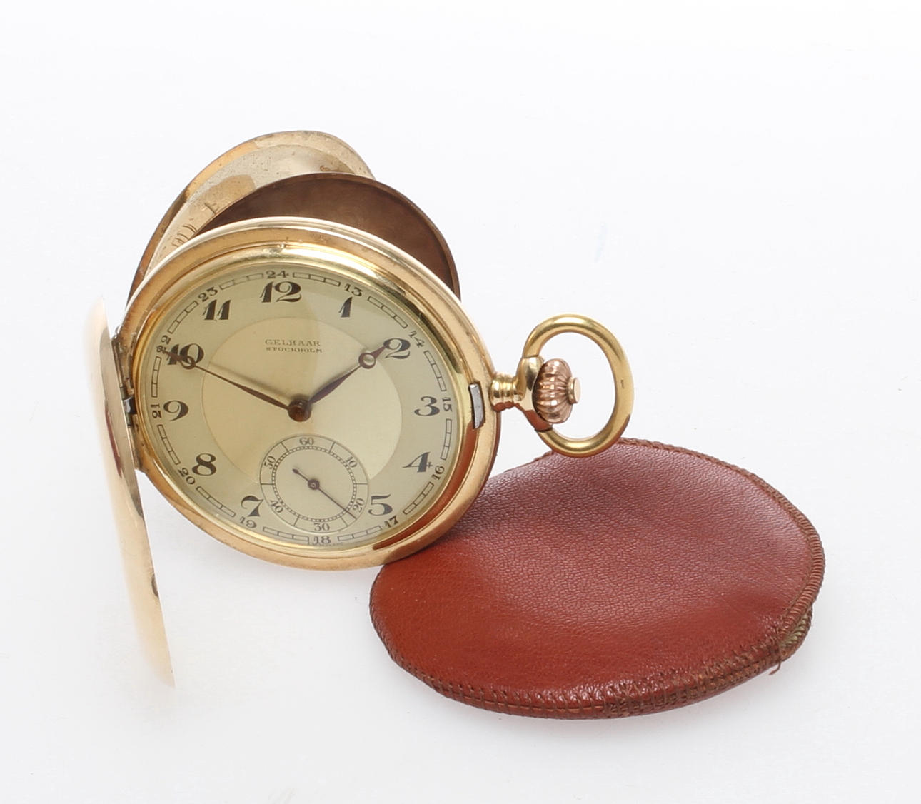 FICKUR, urtavla märkt Gelhaar Stockholm, boett 14k guld.