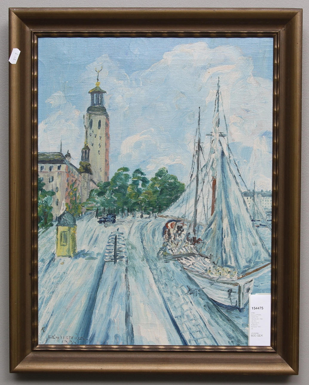 ERIK KULLSTRÖM. Motiv från Stockholm. Olja på duk. Signerad E. Kullström. Daterad 1934.
