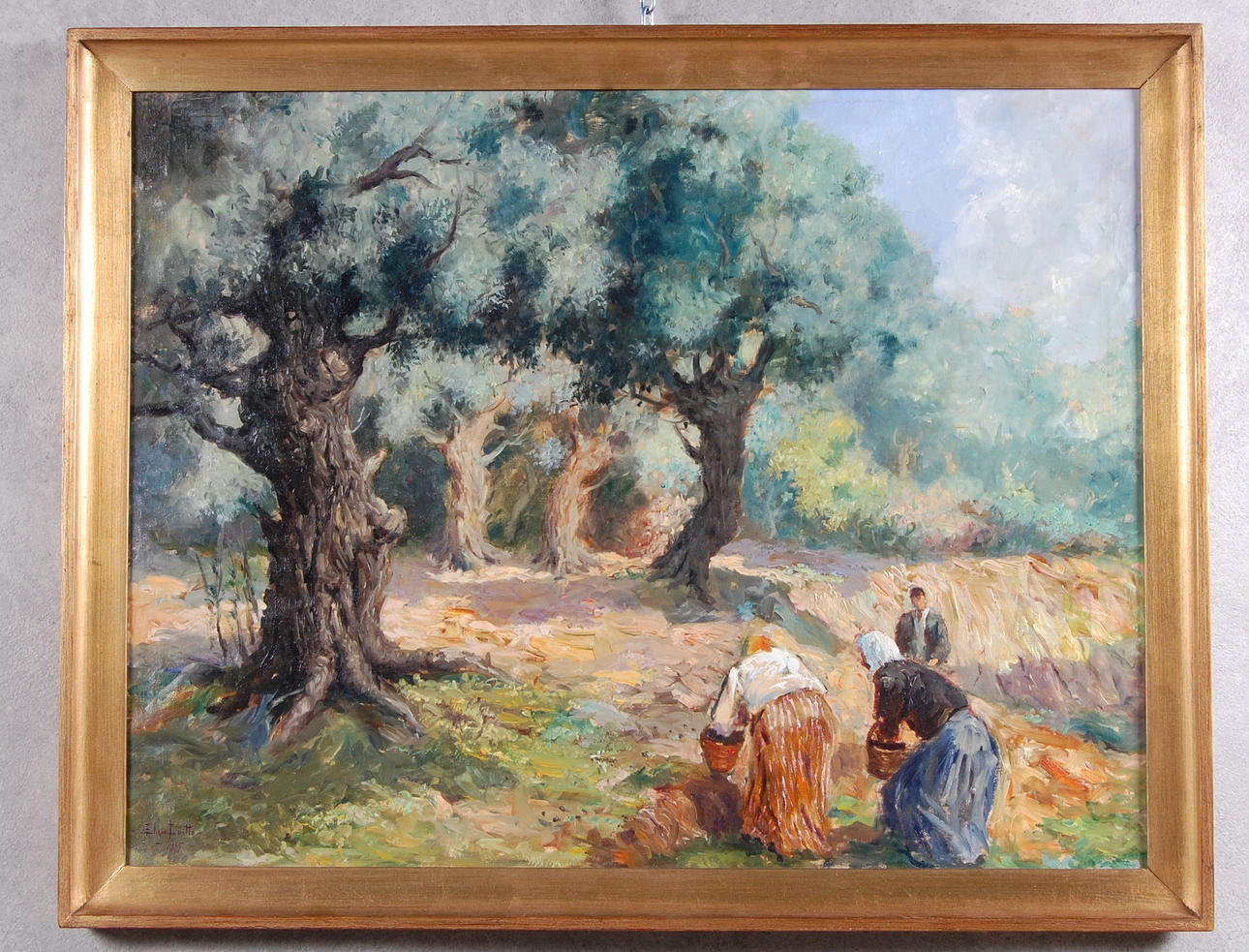 ELIGIO EUITTO. olja på duk, " Olivplockning " signerad, daterad -55.