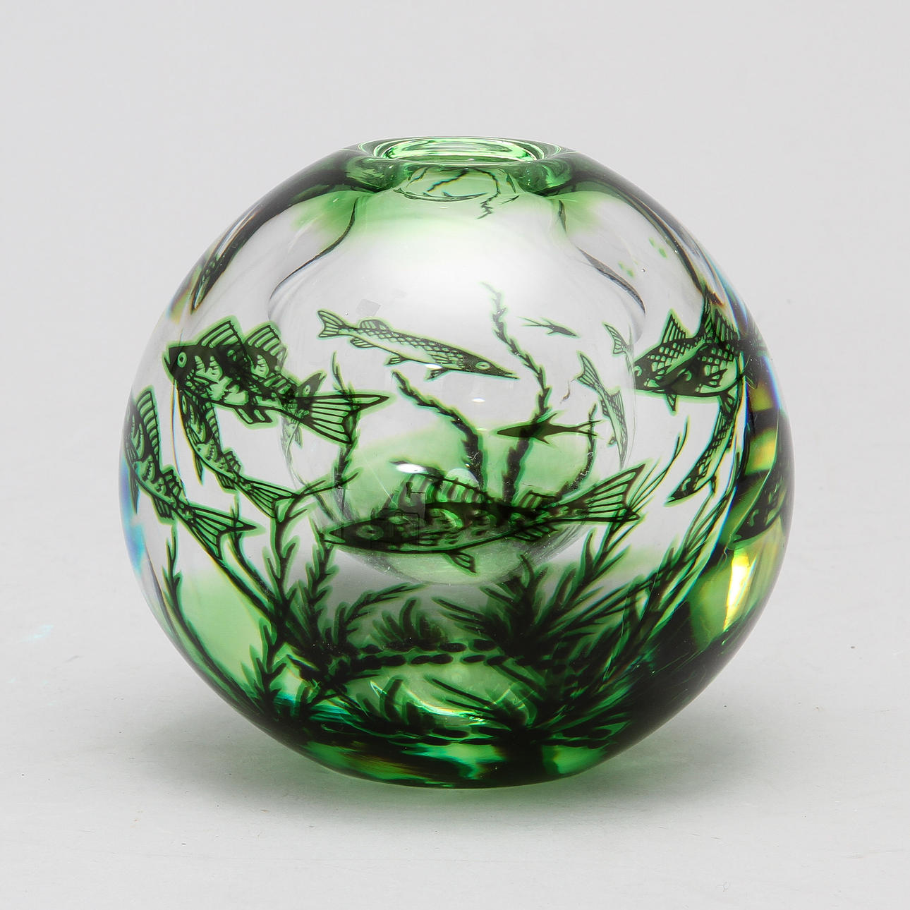 VAS, glas, "Fiskgraal", Edwald Hald, Orrefors.