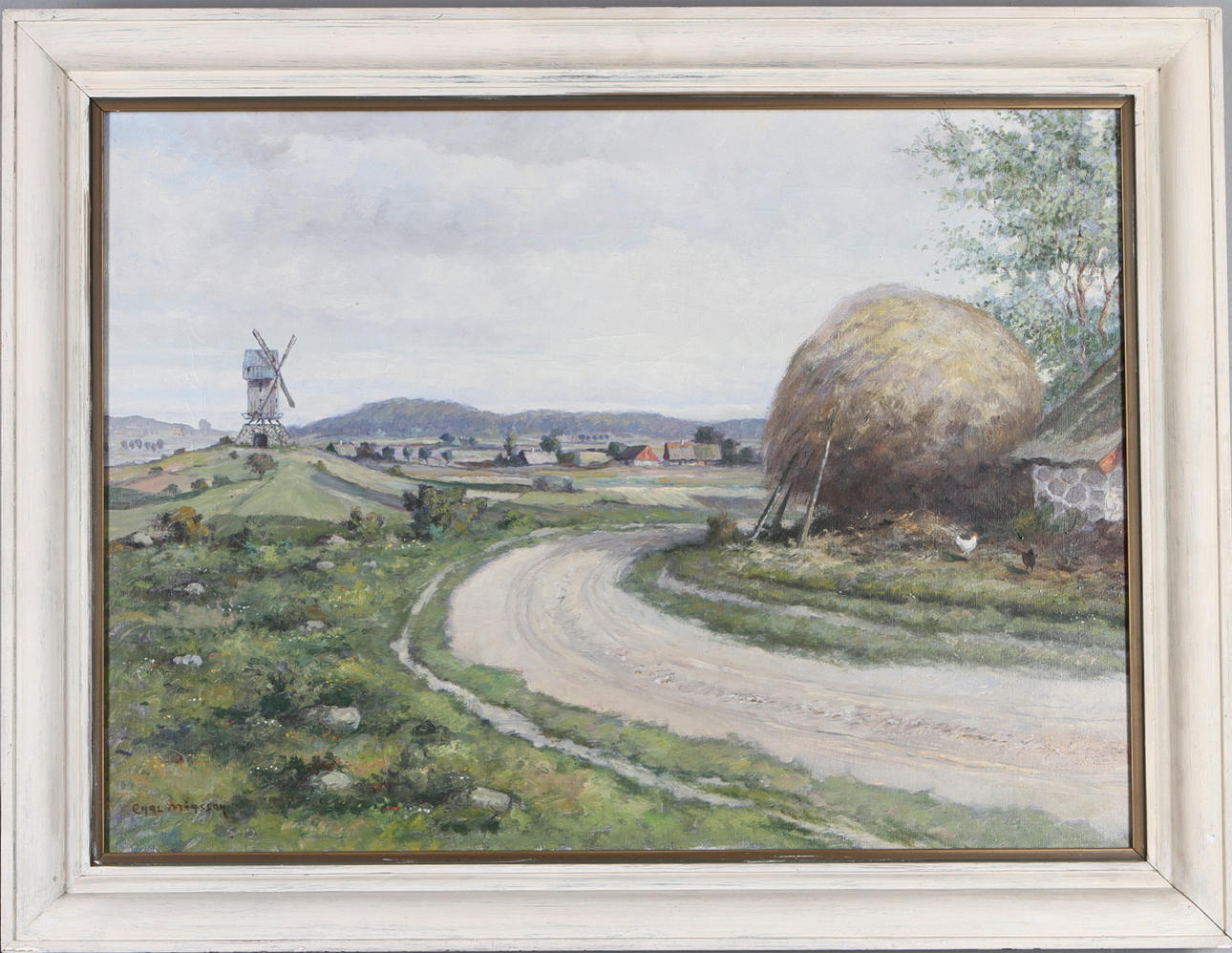CARL MÅNSSON. Landskap med väderkvarn, olja på duk, signerad.