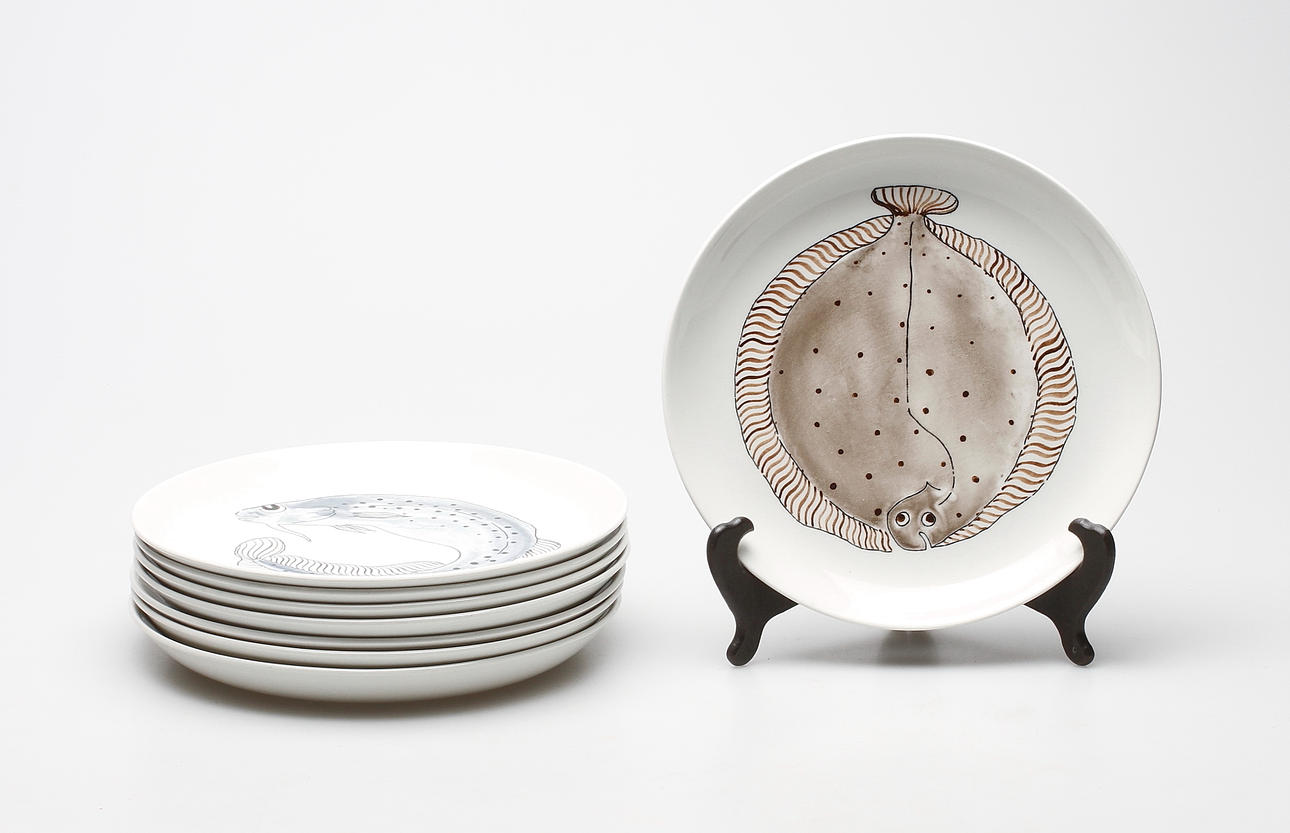 FISKTALLRIKAR, 8 st, porslin, "Kala", Arabia.