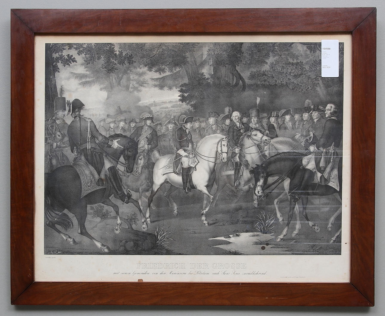 ANTIKT GRAFISKT BLAD, 1800-tal. Motiv med "Friedrich Der Grosse".