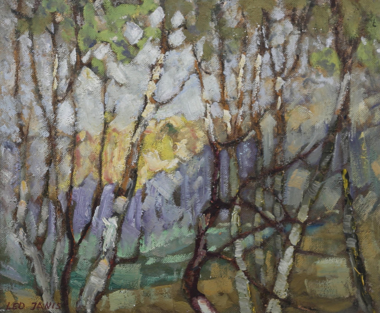 LEO JANIS. oil on Board, signed.