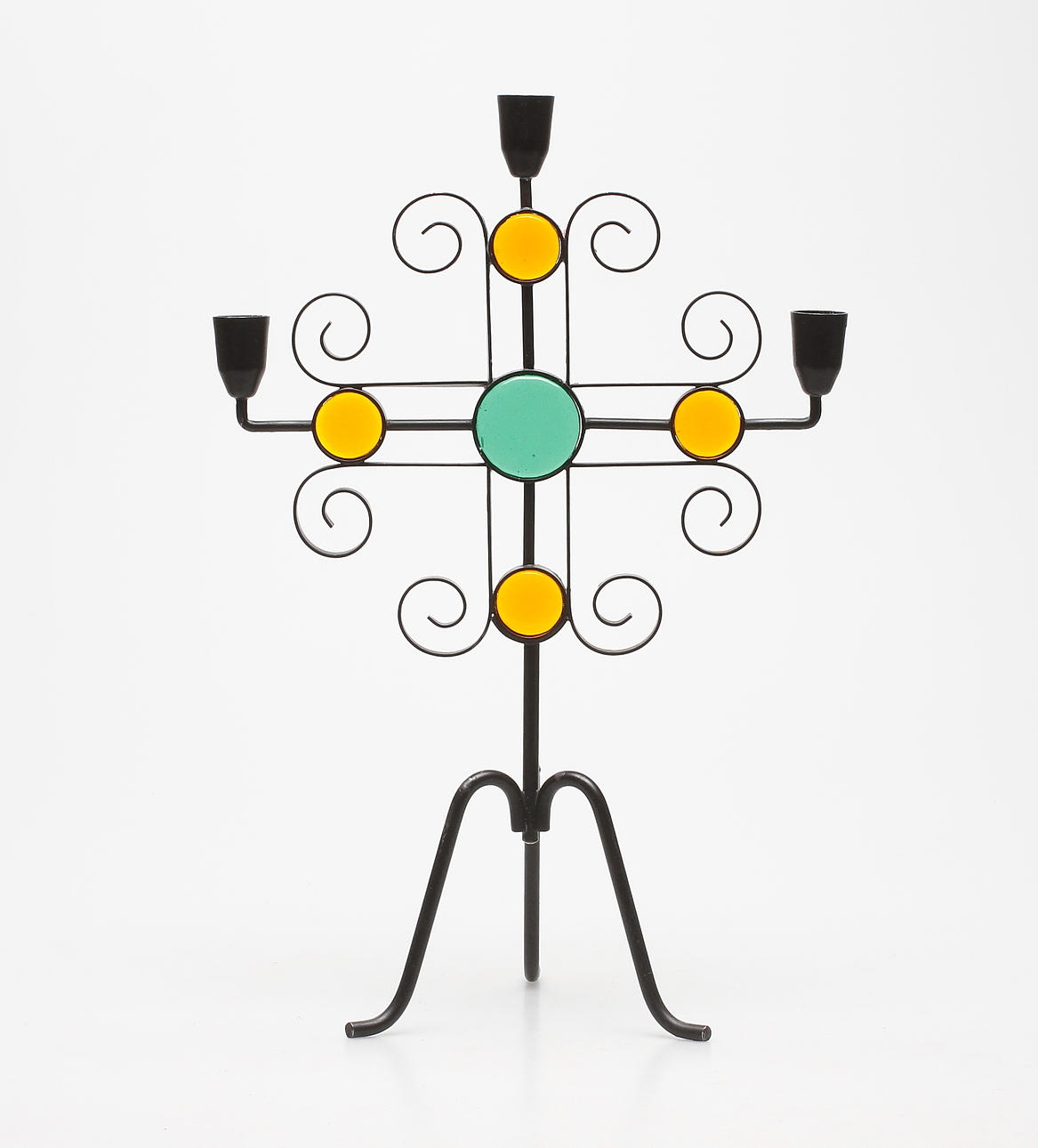 LJUSSTAKE, smide och glas, Gunnar Ander, Ystad Metall.