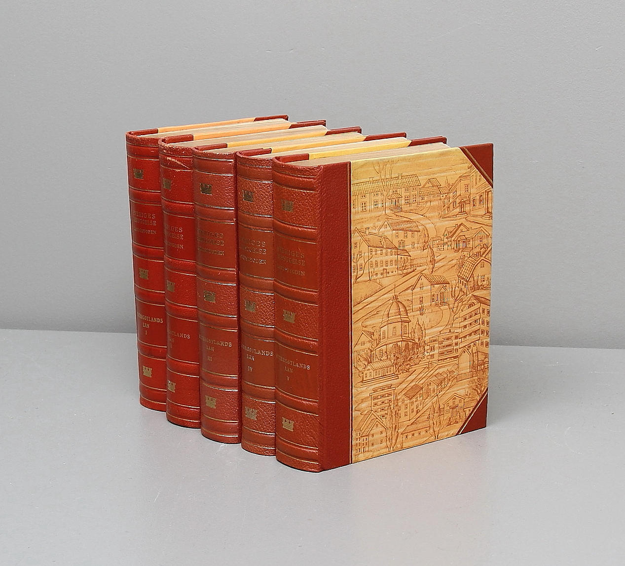 BÖCKER, 5 volymer, "Sveriges bebyggelse - Östergötlands län", Hermes AB.