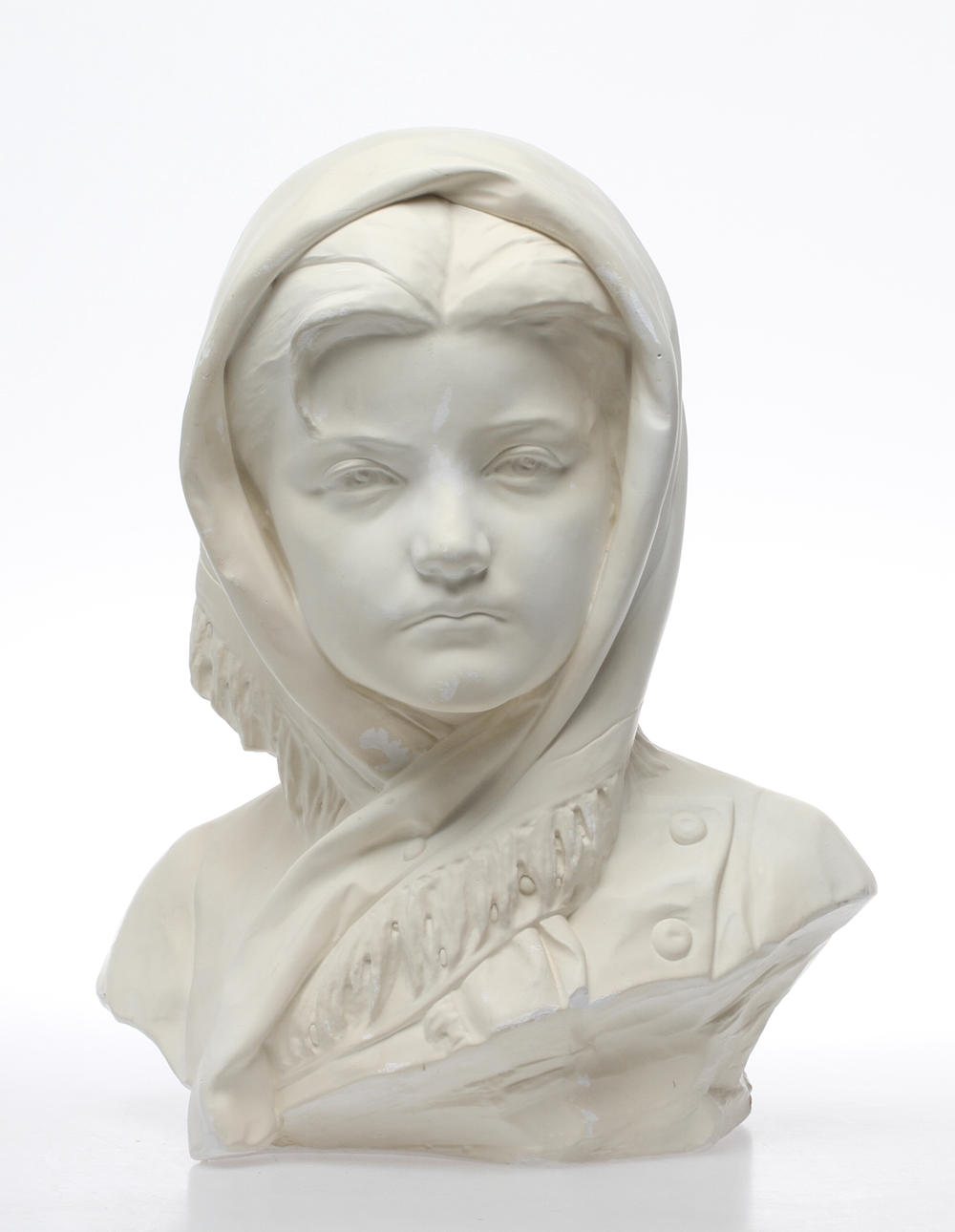 BYST, föreställande flicka, patinerat gips, 1900-tal.