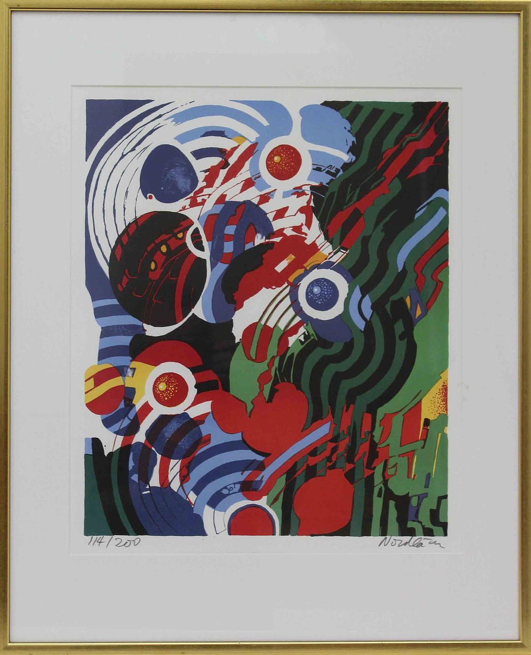 TOMAS NORDBÄCK. "Hat-trick". Färglitografi. Signerad Nordbäck. 114/200.