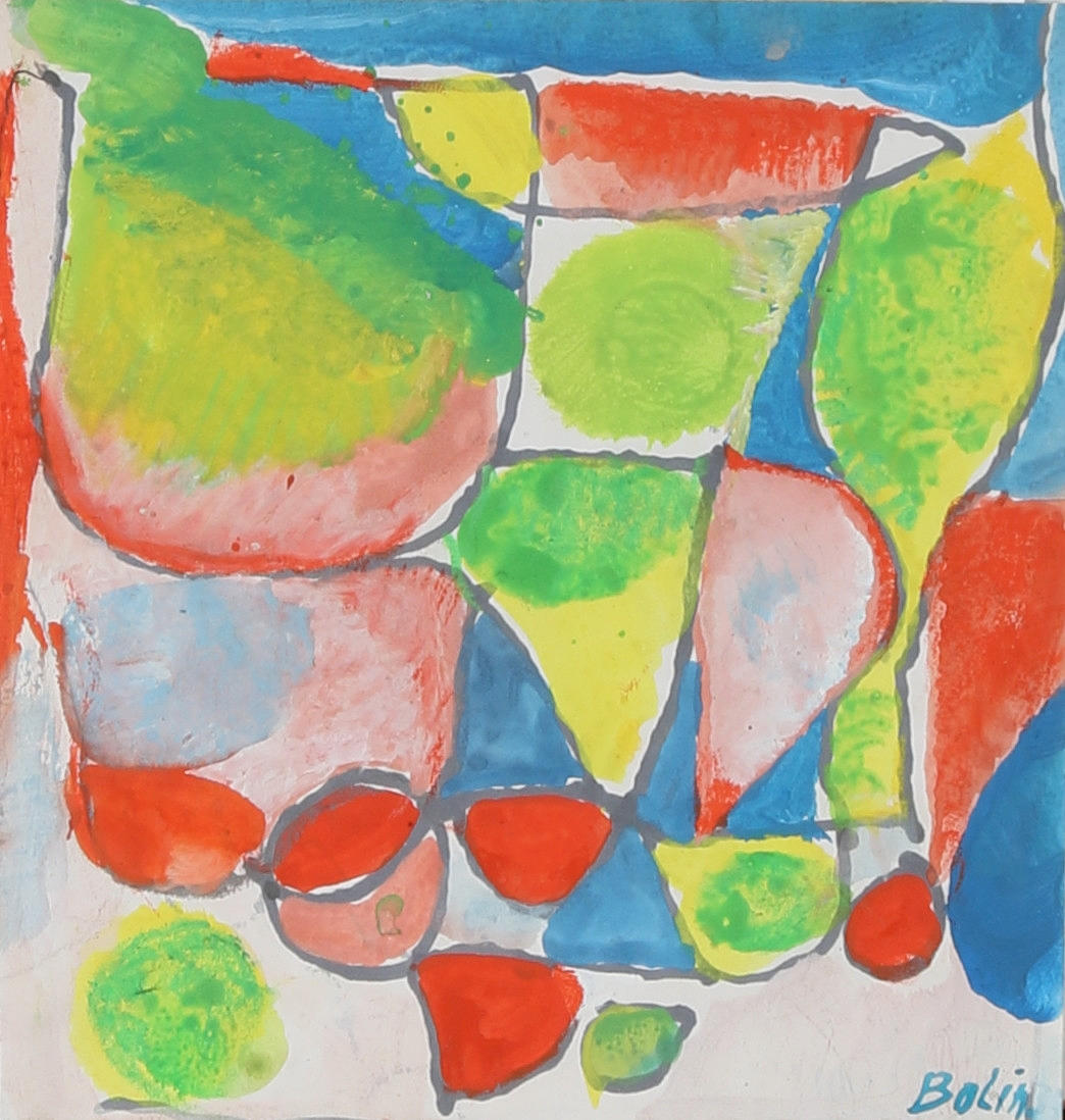 GUSTAV BOLIN. Composition, gouache on paper, signed.