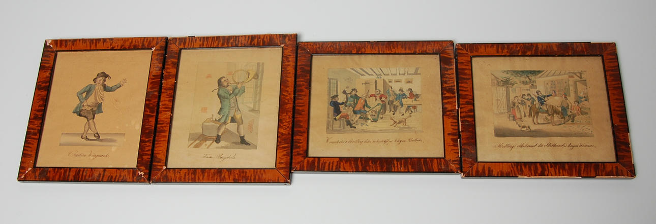 AKVARELLER, 4 st, med motiv från Fredmans Epistlar, Nr;41,45, 47, 63, 1800-tal.