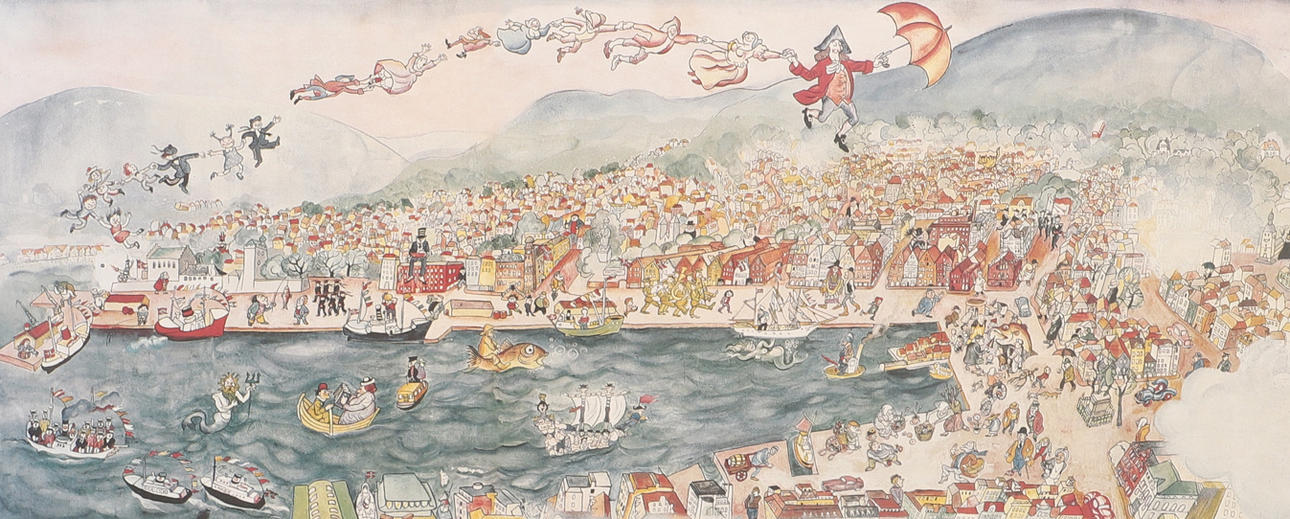 AUDUN HETLAND. "Holbergsuite", handsignerat tryck.