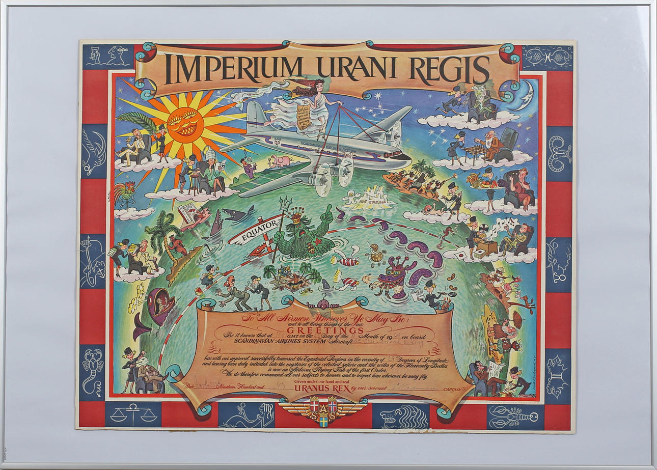 AFFISCH, signerad, Imperium Urani Regis, Scandinavian Airlines System.