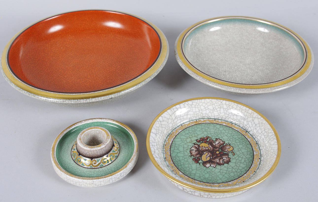 3 SKÅLAR SAMT LJUSSTAKE, Royal Copenhagen samt Dahl Jensen.