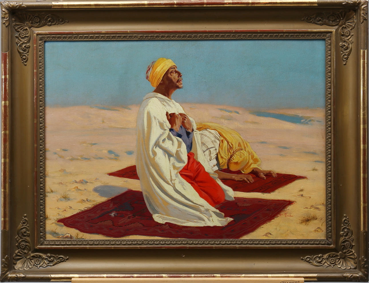 BE ORIENTALE I ÖKNEN, olja/duk målning i stil med målaren Thomas Seddon.