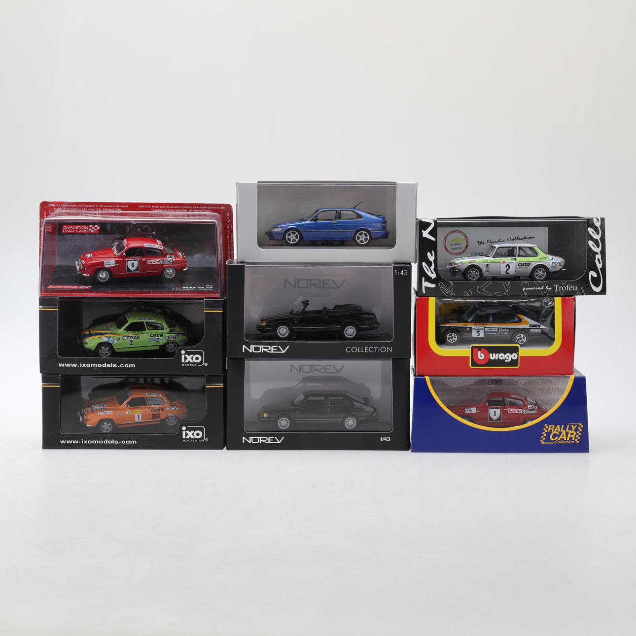 LEKSAKSBILAR, 9 st,Saab modeller.