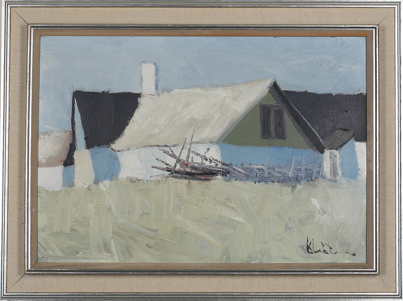 KAJ KRISTIANSSON. Skånegård. Olja på pannå.