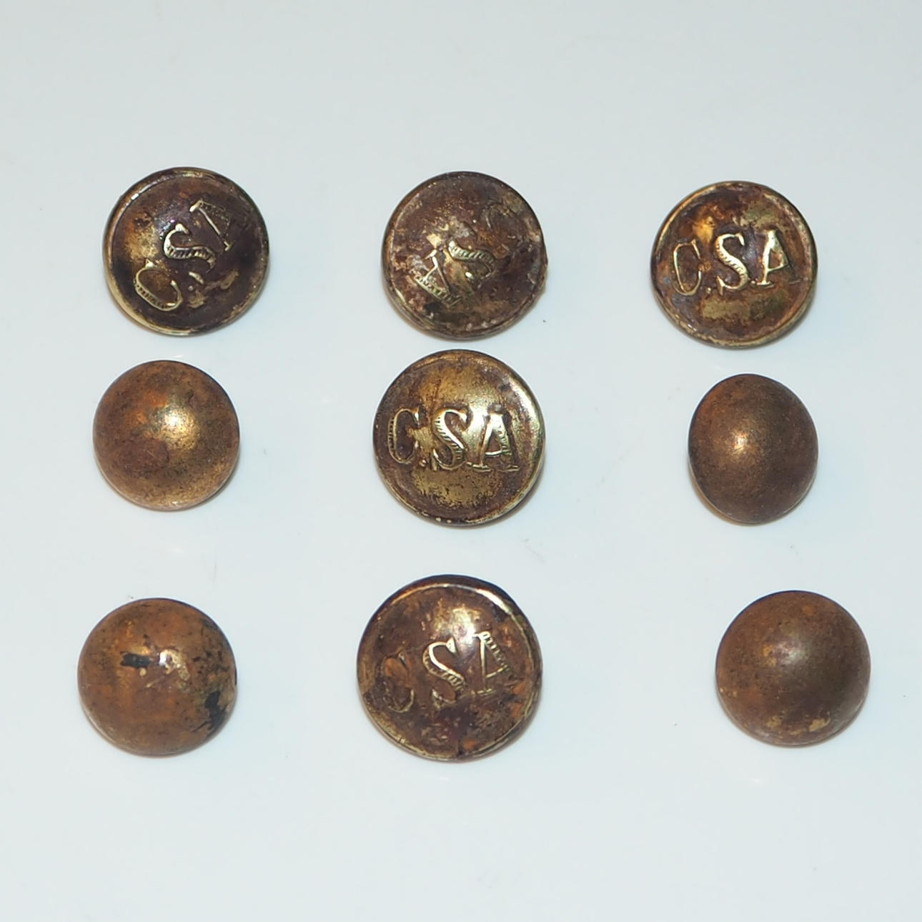 KNÖPFE, 9 Stück, Metall, für Südstaaten-Uniform.