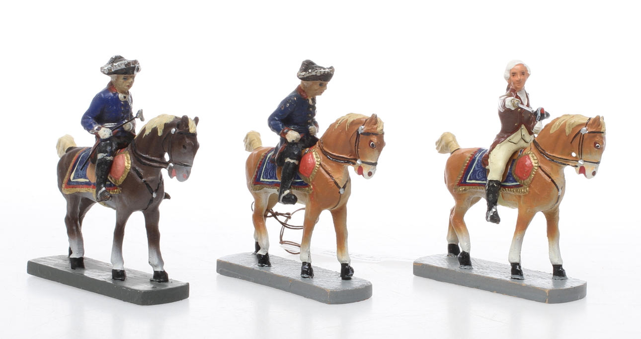 ELASTOLIN GEORG WASHINGTON och 2 FREDRIK den store. Alla till häst.