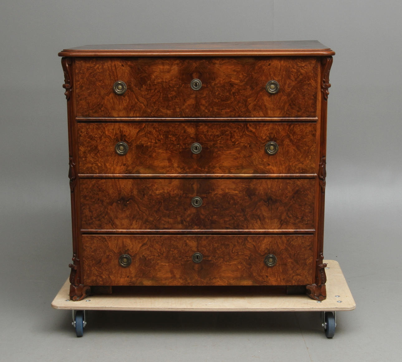 SKRIVBYRÅ, lådor med rotfaner, 1800-tal.