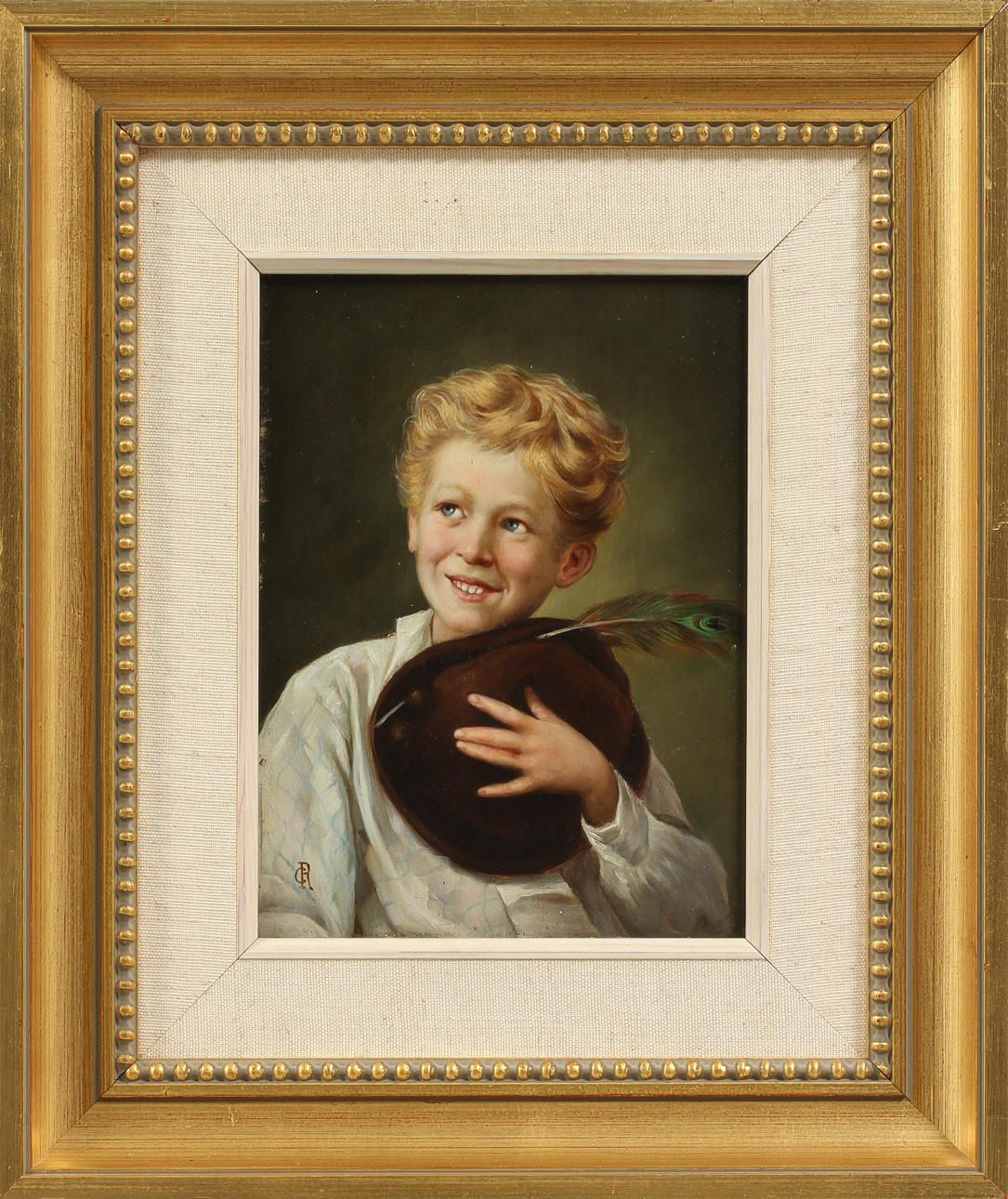 OKÄND KONSTNÄR. Olja på pannå, monogramsignerad CR.