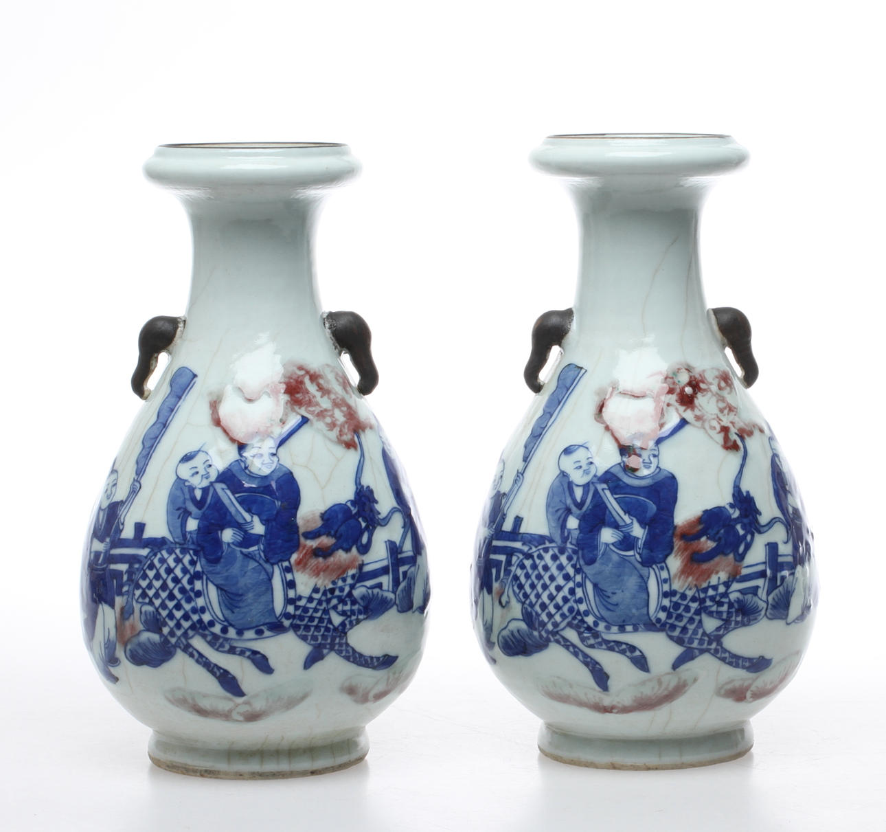 VASER, med hänklar, 1 par, porslin, Kina.
