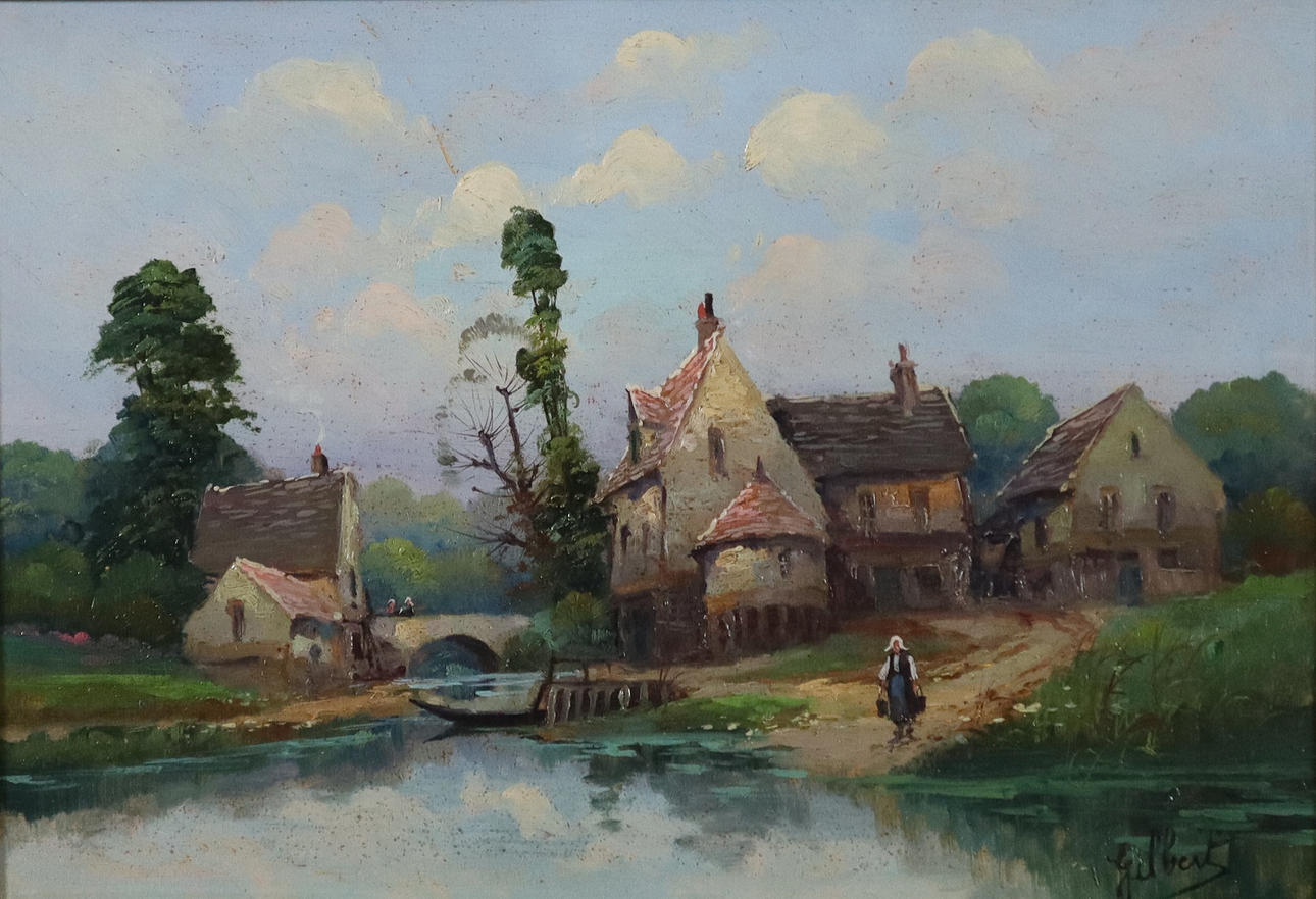 - GILBERT -20.Jh.- Wasserträgerin, Öl auf Karton.