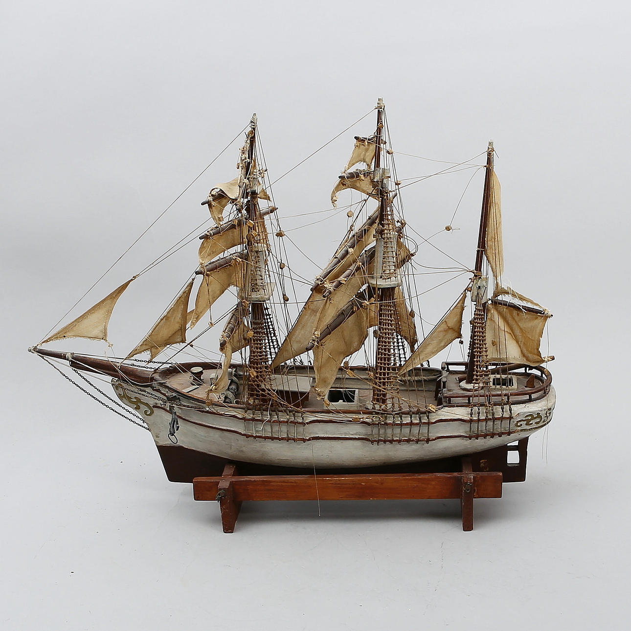 SHIP MODEL, three-masted, 20th century.