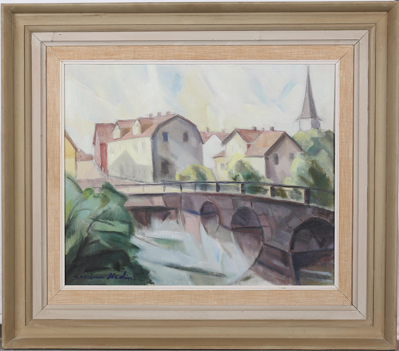 RUBEN HEDIN. Stadsmotiv. Olja på duk, signerad.