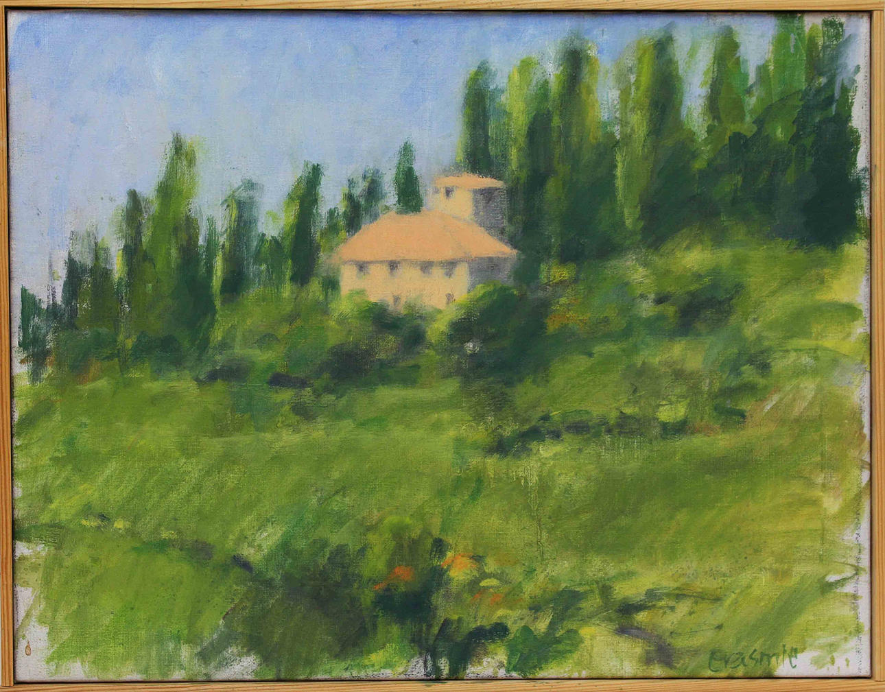TORSTEN ERASMIE. "Gård, Toscana omkr. 1995". Olja på duk. Signerad Erasmie, även a tergo.