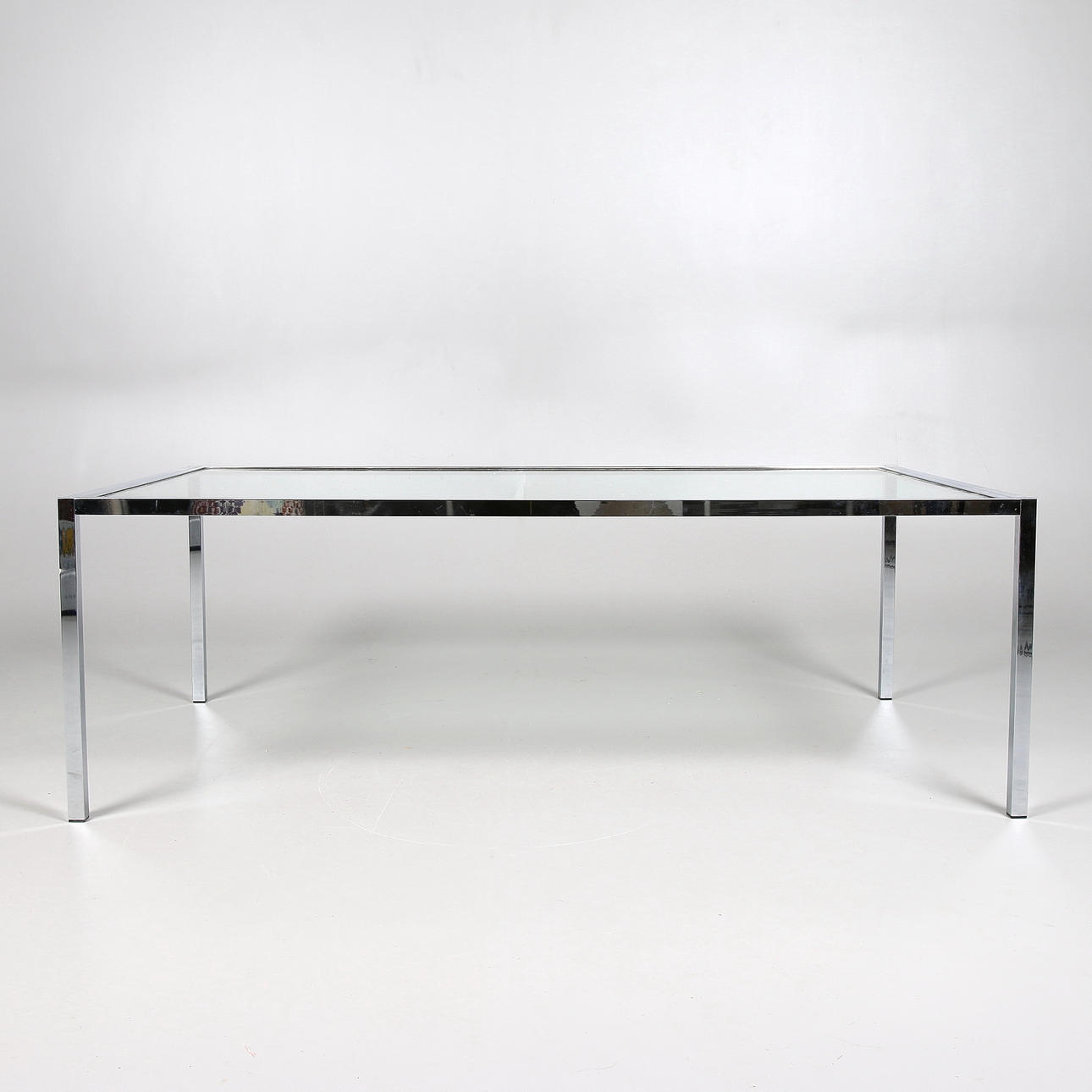 SOFFBORD, glasskiva, kromad metall, NK. 1900-talets sista kvartal.