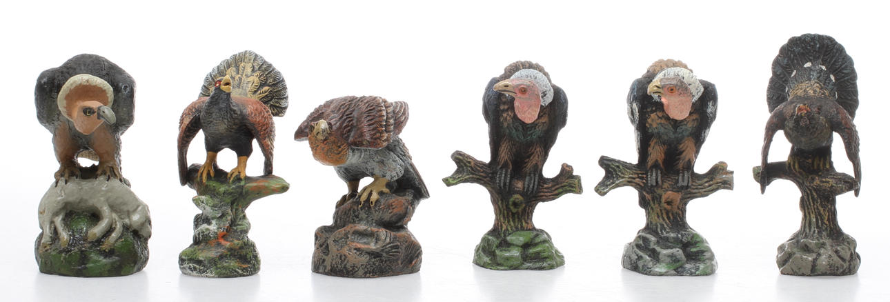 ELASTOLIN TIPPLE-TOPPLE 6 FÅGLAR. Örn, gam/kondor och tjäder.