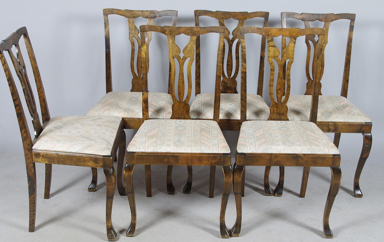 STOLAR, 6 stycken, chippendalestil.