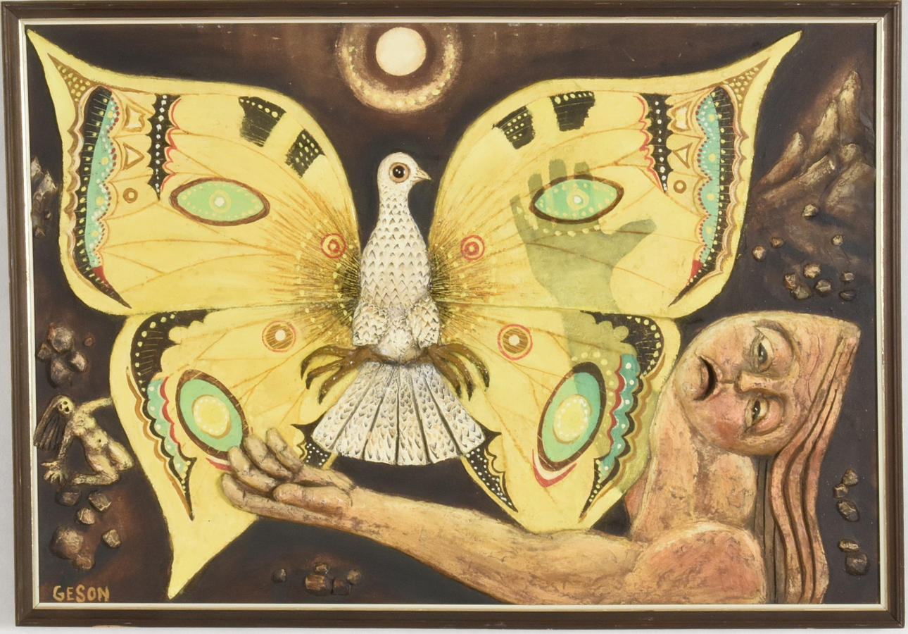 OIDENTIFIERAD KONSTNÄR. Relief, bemålat trä.